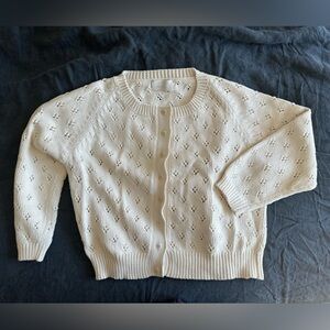 Gillian Stevens Mabel Pointelle Cardigan in Cream SMALL FLAW